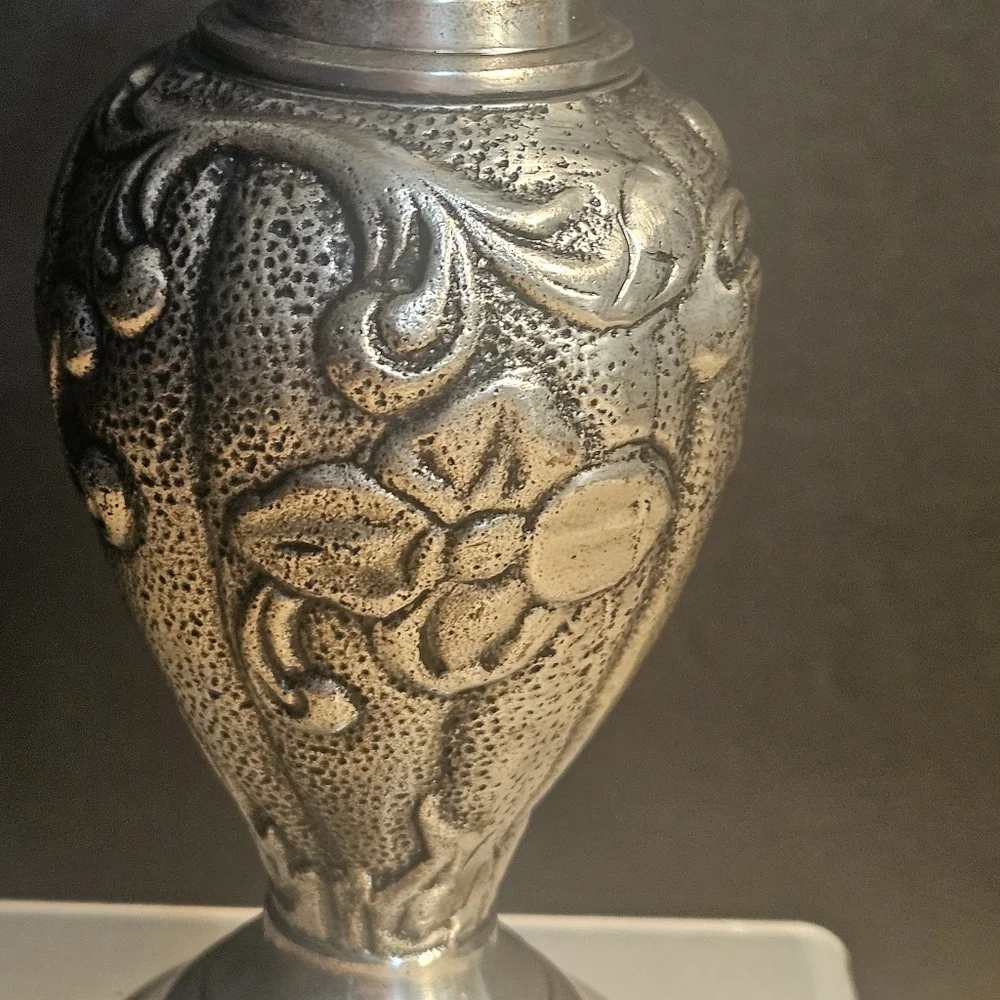 RH Restoration Hardware Frances Le Mont Miniature Pewter Oil Lamp Vintage Silver
